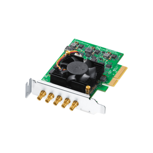 Tarjeta Blackmagic DeckLink Duo 2 Mini PCIe de perfil bajo con 4 conexiones 3G-SDI independientes configurables, soporte hasta 1080p60 y diseño compacto para producción y streaming profesional.
