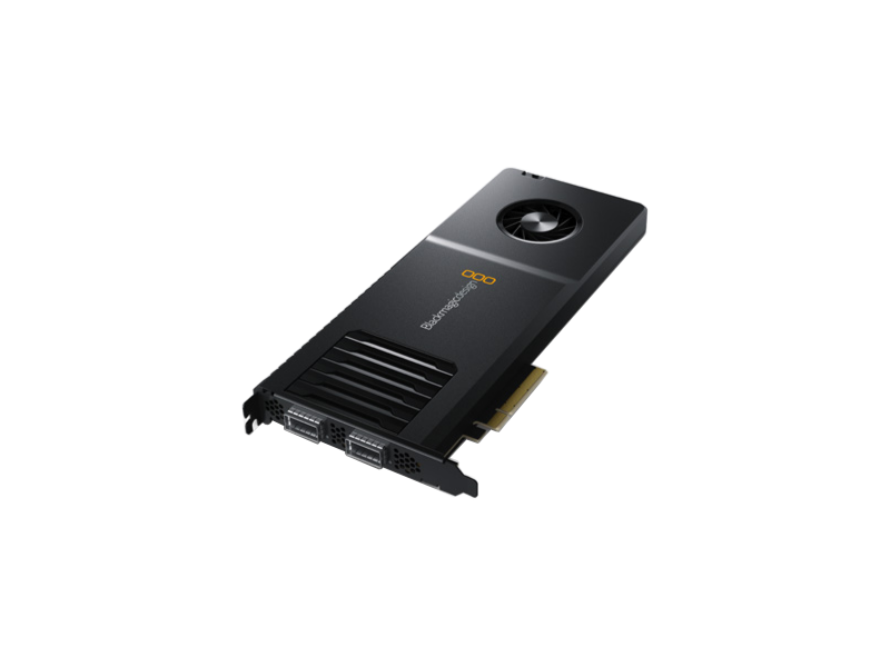 Tarjeta Blackmagic DeckLink IP 100G PCIe con conectividad 100GbE y soporte SMPTE 2110 para producción broadcast IP de alta capacidad y baja latencia.