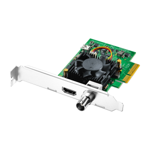 Tarjeta Blackmagic DeckLink Mini Monitor 4K PCIe con salida 6G-SDI y HDMI, soporte hasta 4K 30 fps y diseño compacto para monitorización profesional en edición y postproducción.