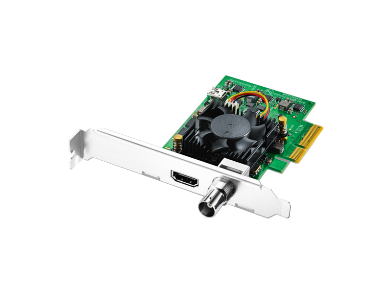 Tarjeta Blackmagic DeckLink Mini Recorder 4K PCIe con entrada 6G-SDI y HDMI, soporte hasta 4K 30 fps y diseño compacto para captura de vídeo profesional.