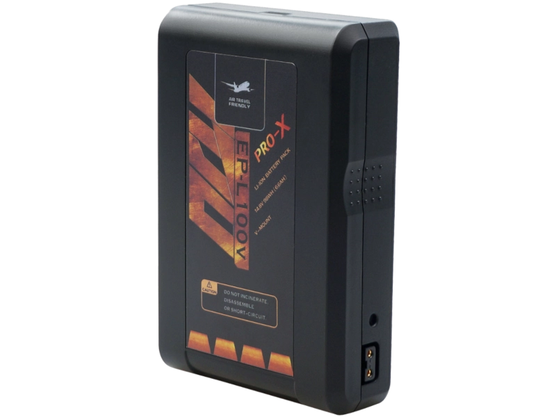 Batería profesional PRO-X EP-L100 disponible en versiones V-Mount y Gold Mount con salida D-Tap y puerto USB.