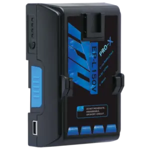 Batería profesional PRO-X EP-L150 de 147 Wh disponible en versiones V-Mount y Gold Mount con salida D-Tap y puerto USB.
