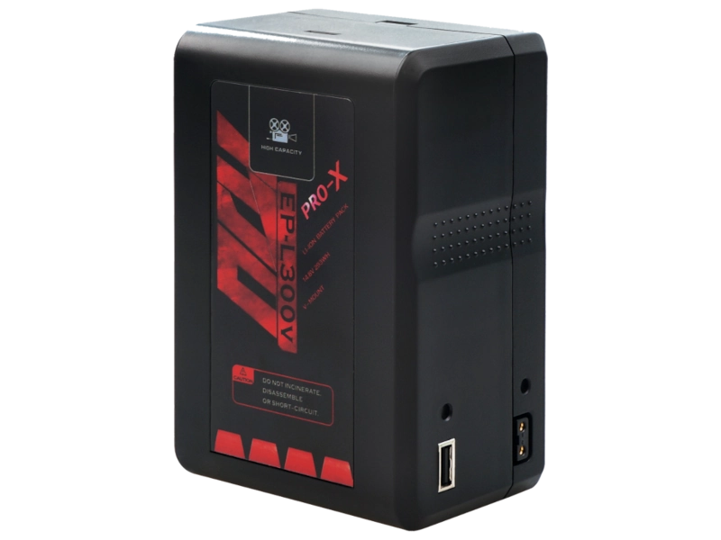 Batería profesional PRO-X EP-L300 de 293 Wh disponible en versiones V-Mount y Gold Mount con salida D-Tap y puerto USB.