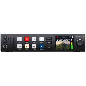 Blackmagic HyperDeck Studio HD Plus grabador profesional HD con SDI y HDMI para producción broadcast y playback.