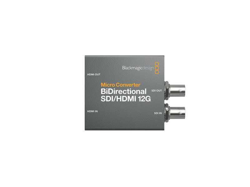 Conversor Blackmagic Micro Converter BiDirectional SDI/HDMI 12G ultracompacto para conversión bidireccional profesional hasta 4K 60 fps en entornos broadcast y AV.