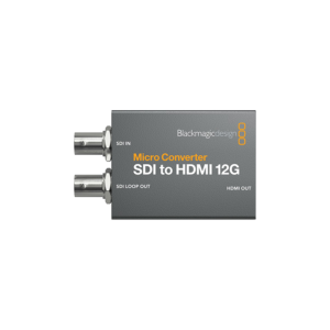 Conversor Blackmagic Micro Converter HDMI to SDI 12G ultracompacto para conversión HDMI a SDI profesional hasta 4K 60 fps en producción broadcast.