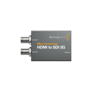 Conversor Blackmagic Micro Converter HDMI to SDI 3G ultracompacto para conversión HDMI a SDI profesional hasta 1080p60 en producción broadcast.