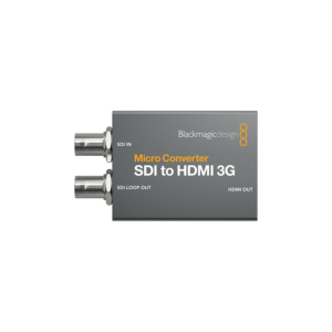 Conversor Blackmagic Micro Converter SDI to HDMI 3G ultracompacto para conversión profesional SDI a HDMI hasta 1080p60 en entornos broadcast.