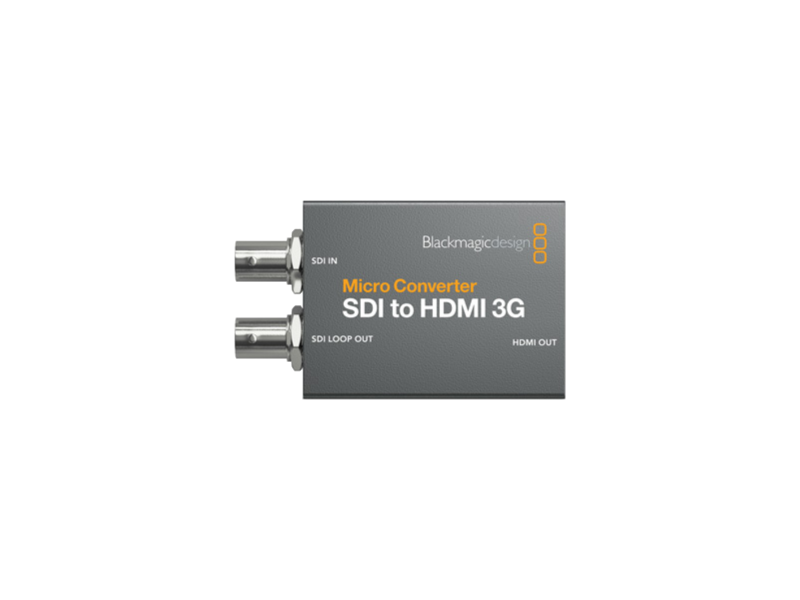 Conversor Blackmagic Micro Converter SDI to HDMI 3G ultracompacto para conversión profesional SDI a HDMI hasta 1080p60 en entornos broadcast.
