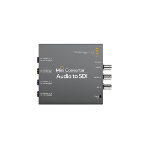 Conversor Blackmagic Mini Converter Audio to SDI profesional para inserción de audio en señales SDI en entornos broadcast y producción AV.