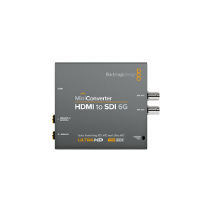 Conversor Blackmagic Mini Converter HDMI to SDI 6G para integración profesional HDMI a SDI con soporte hasta 4K 30 fps en entornos broadcast.