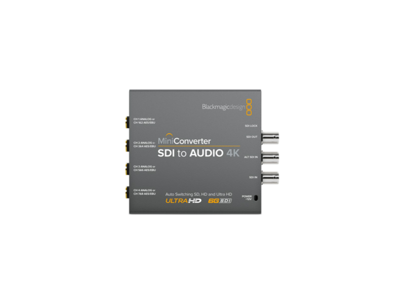 Conversor Blackmagic Mini Converter SDI to Audio 4K para extracción de audio profesional desde SDI hasta 4K en entornos broadcast y AV.