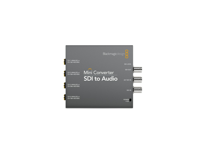 Conversor Blackmagic Mini Converter SDI to Audio profesional para extracción de audio desde señales SDI en entornos broadcast y AV.