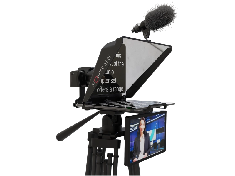 Teleprompter Fortinge NOA III para tabletas de hasta 13 pulgadas con cristal 70/30, compatible con cámaras DSLR y ENG.