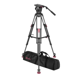 Sistema de trípode profesional OZEN 15EZ con rótula AGILE 15 y trípode de fibra de carbono serie EZ para aplicaciones broadcast y producción audiovisual.