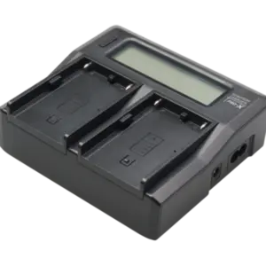 Cargador profesional PRO-X SCX-500UD para baterías Sony BP-U con doble posición de carga y pantalla LCD.