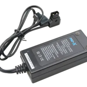 Cargador profesional PRO-X SP-2LJ para dos baterías de ion-litio con carga mediante puerto P-Tap (D-Tap) e indicadores LED.