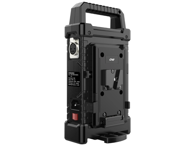 Cargador profesional PRO-X TC-2S y TC-2A para baterías V-Mount o Gold Mount con doble posición de carga y fuente de alimentación integrada.