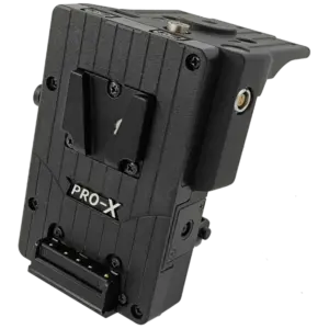 Placa PRO-X XP-S-FX9 para Sony PXW-FX9 con montura V-Mount y múltiples salidas de alimentación profesional.