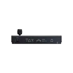Controlador Canon RC-IP100 con pantalla táctil de 7 pulgadas y joystick profesional para el control remoto de cámaras PTZ Canon en producciones audiovisuales.