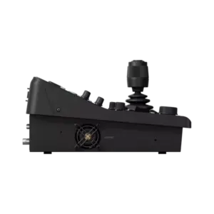 Controlador Canon RC-IP1000 para cámaras PTZ profesionales con pantalla táctil integrada, joystick de precisión y controles avanzados para producción broadcast.