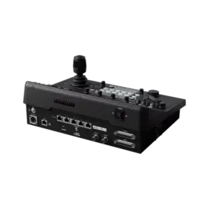Controlador Canon RC-IP1000 para cámaras PTZ profesionales con pantalla táctil integrada, joystick de precisión y controles avanzados para producción broadcast.