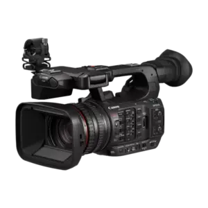 Videocámara profesional Canon XF605 con objetivo Serie L, sensor CMOS de 1 pulgada, pantalla táctil, salida 12G-SDI y grabación UHD 4K para producción broadcast y ENG.