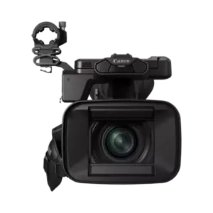 Videocámara profesional Canon XF605 con objetivo Serie L, sensor CMOS de 1 pulgada, pantalla táctil, salida 12G-SDI y grabación UHD 4K para producción broadcast y ENG.