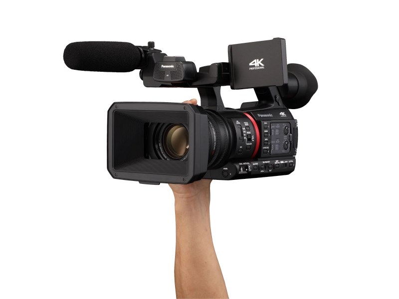 Videocámara Panasonic AG-CX350 4K UHD con sensor MOS de 1", objetivo Leica Dicomar 20x, grabación HDR, streaming IP y salida 3G-SDI.