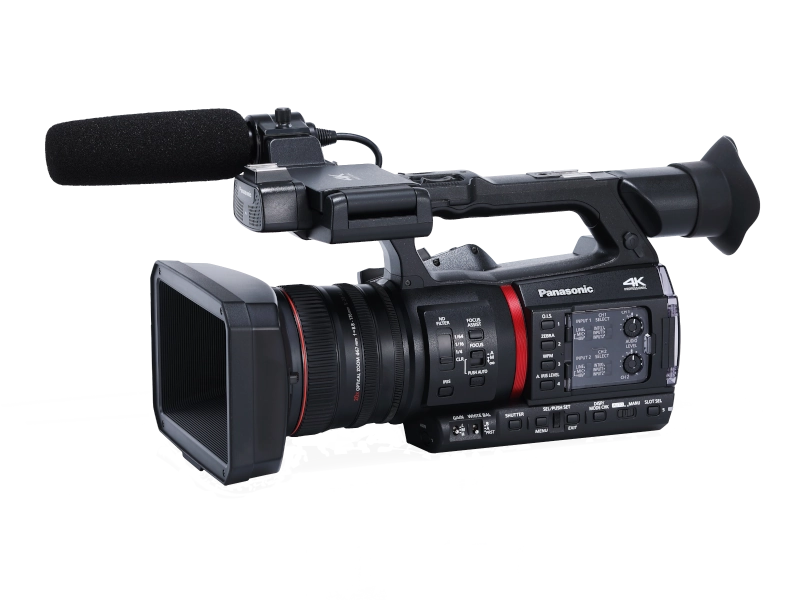 Videocámara Panasonic AG-CX350 4K UHD con sensor MOS de 1", objetivo Leica Dicomar 20x, grabación HDR, streaming IP y salida 3G-SDI.