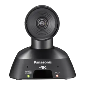 Cámara profesional Panasonic AW-UE4 ePTZ 4K con objetivo ultra gran angular de 111°, conectividad HDMI, USB, LAN y alimentación PoE.
