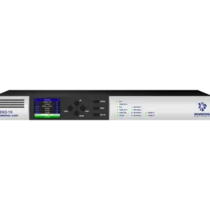Brainstorm DXD-16 Universal Clock con PTP Grandmaster, 16 salidas BNC configurables, sincronización IP y generación de referencias broadcast de alta precisión.