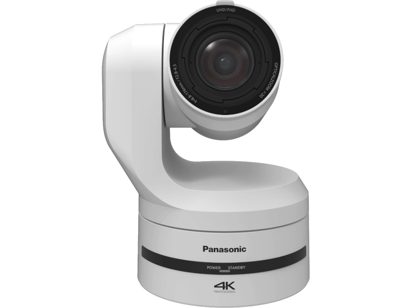 Cámara PTZ Panasonic AW-UE150A 4K con sensor MOS de tipo 1,0", zoom óptico 20x, NDI® High Bandwidth, 12G-SDI, fibra óptica y Auto Tracking integrado.