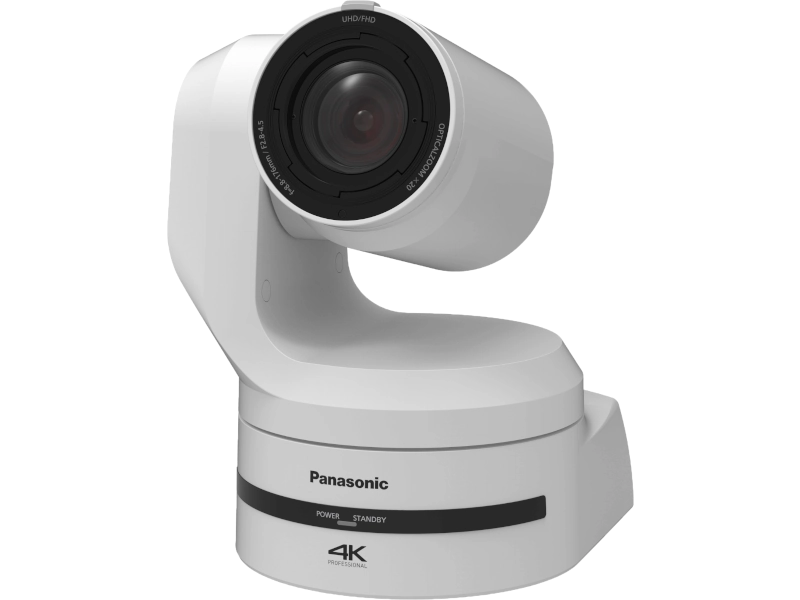 Cámara PTZ Panasonic AW-UE150A 4K con sensor MOS de tipo 1,0", zoom óptico 20x, NDI® High Bandwidth, 12G-SDI, fibra óptica y Auto Tracking integrado.