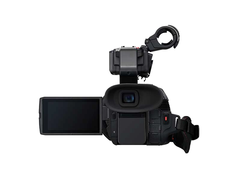 Videocámara profesional Panasonic AG-CX20 con grabación 4K UHD, zoom óptico 24x, doble ranura SD, streaming IP y conectividad broadcast.