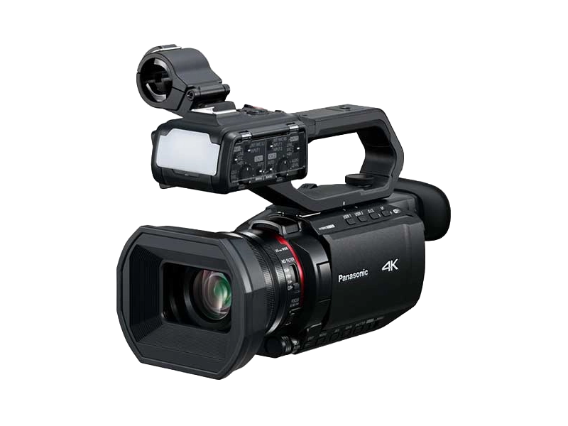 Videocámara profesional Panasonic AG-CX20 con grabación 4K UHD, zoom óptico 24x, doble ranura SD, streaming IP y conectividad broadcast.