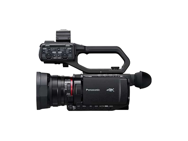 Videocámara profesional Panasonic AG-CX20 con grabación 4K UHD, zoom óptico 24x, doble ranura SD, streaming IP y conectividad broadcast.
