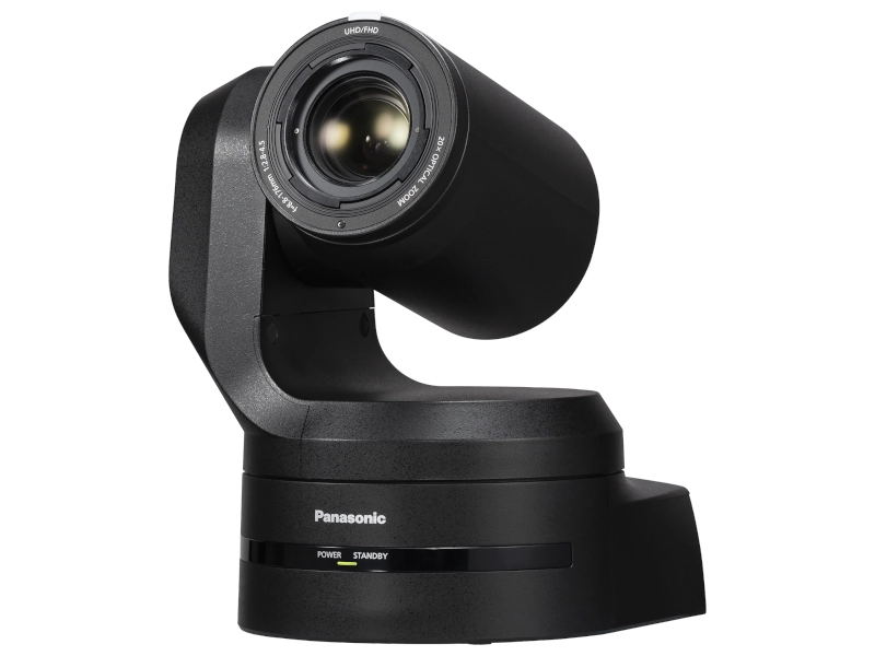 Cámara PTZ Panasonic AW-HE145 Full HD con sensor MOS de 1", zoom óptico 20x, salidas 3G-SDI, HDMI, transmisión IP y alimentación PoE++.
