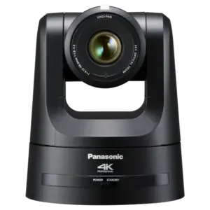 Cámara PTZ Panasonic AW-UE100 4K UHD con zoom óptico 24x, salidas 12G-SDI, 3G-SDI, HDMI, NDI®, SRT, FreeD y alimentación PoE++.
