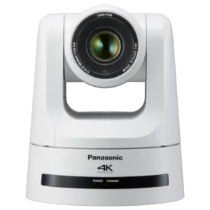 Cámara PTZ Panasonic AW-UE100 4K UHD con zoom óptico 24x, salidas 12G-SDI, 3G-SDI, HDMI, NDI®, SRT, FreeD y alimentación PoE++.