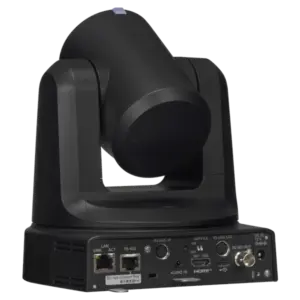 Cámara PTZ Panasonic AW-UE20 4K con zoom óptico 12x, salidas 3G-SDI, HDMI, USB, streaming IP y alimentación PoE+.