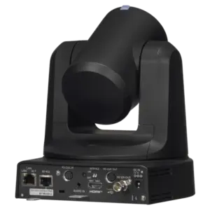 Cámara PTZ Panasonic AW-UE20 4K con zoom óptico 12x, salidas 3G-SDI, HDMI, USB, streaming IP y alimentación PoE+.