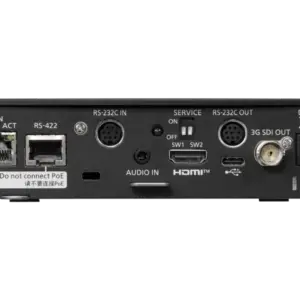 Cámara PTZ Panasonic AW-UE20 4K con zoom óptico 12x, salidas 3G-SDI, HDMI, USB, streaming IP y alimentación PoE+.