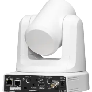 Cámara PTZ Panasonic AW-UE20 4K con zoom óptico 12x, salidas 3G-SDI, HDMI, USB, streaming IP y alimentación PoE+.