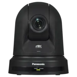 Cámara PTZ Panasonic AW-UE50 4K con zoom óptico 24x, Auto Tracking, salidas 3G-SDI, HDMI, USB, streaming IP y alimentación PoE+.
