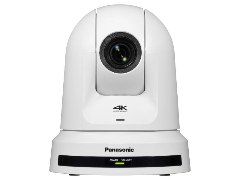 Cámara PTZ Panasonic AW-UE50 4K con zoom óptico 24x, Auto Tracking, salidas 3G-SDI, HDMI, USB, streaming IP y alimentación PoE+.