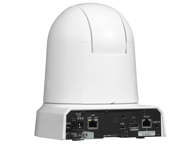 Cámara PTZ Panasonic AW-UE50 4K con zoom óptico 24x, Auto Tracking, salidas 3G-SDI, HDMI, USB, streaming IP y alimentación PoE+.