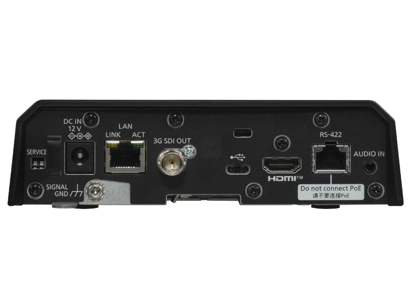 Cámara PTZ Panasonic AW-UE50 4K con zoom óptico 24x, Auto Tracking, salidas 3G-SDI, HDMI, USB, streaming IP y alimentación PoE+.