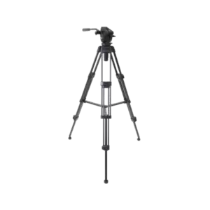 Trípode profesional Daiwa DSV-55 con cabeza fluida de 65 mm, patas de aluminio de doble tramo y separador central para cámaras de vídeo.