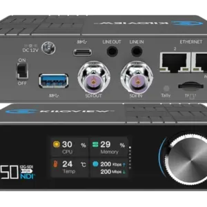 Codificador y decodificador Kiloview N50 con entrada y salida 12G-SDI, compatibilidad NDI®, SRT, PoE, grabación integrada y funciones broadcast profesionales.